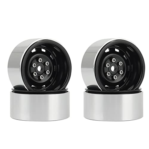 PAMENET 4 Stück 1,9 Metall Beadlock Wheel Hub Felge für 1/10 RC Crawler Car Schwarz von PAMENET