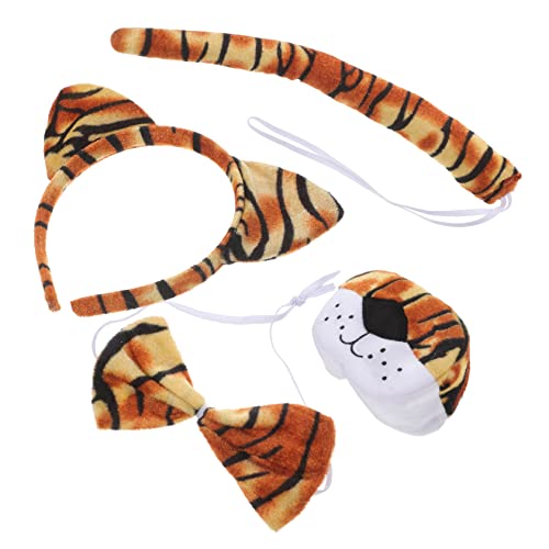 PAMINGONO 1 Satz Tiger Stirnband Nase Tierohren Tiger-stirnbänder Für Frauen Tiger-accessoire Tierische Stirnbänder Tigernase Ohr Stirnband Leopardenkostüm Stirnband Tier Gepard Ohren Stoff von PAMINGONO