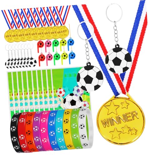 PAMINGONO 1 Set Fußball Partygeschenke Fußball Schlüsselanhänger Dekorative Medaille Fußball Aufkleber Fußballpfeifen Fußball Partygeschenke Taschenanhänger Fußball Anhänger Fußball von PAMINGONO