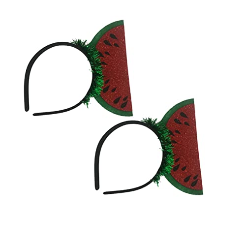 PAMINGONO 2St Haarschmuck haarreif grün Wassermelon Kopfschmuck Fruchtige Haaraccessoires Obst-Stirnband Kopfbedeckung Herz-Puff-Make-up Stirnbänder im Wassermelonen-Design Haarreifen von PAMINGONO