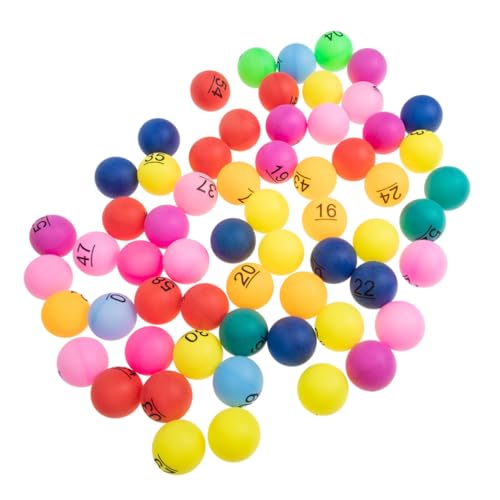 PAMINGONO 70 Stück Lotteriekugeln Bunte Bingo-Kugeln Verlost Bälle Brettspielbälle Mini-nummerierte Kugeln Mehrfarbige Minibälle Kleine Nummerierte Kugeln Lotterieball Zahlenball Plastik von PAMINGONO