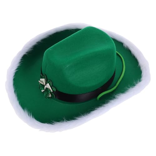 PAMINGONO Grüne Krawatte Mütze St Patrick Kostüm St Patrick Day Stirnband St Patrick'S Day Kostüm Grüner Hut St Patrick'S Day Mütze Stirnband Grüner Cowgirl Hut St Patrick'S von PAMINGONO