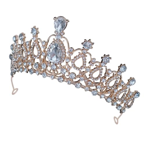 PAMINGONO Kinder Tiara Mädchen Tiara Stirnband Mädchen Stirnband Für Hochzeit Mädchen Kopfschmuck Stirnband Für Mädchen Mädchen Tiara Kronen Für Hochzeiten Zinklegierung Golden von PAMINGONO