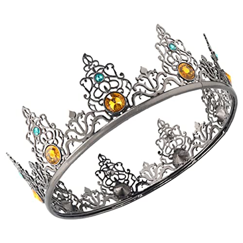 PAMINGONO barocke Krone Brautschärpe Retro-König Männer Cosplay Prop Herren Kostüme mittelalterliche Kostüme diadem dvd the crown Prinzkrone Vintage Königskrone Cosplay-Requisite Legierung von PAMINGONO