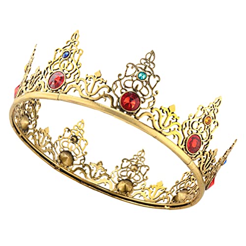 PAMINGONO barocke Krone diadem dvd the crown Theaterkrone Bühnenkrone Prinzkrone Cosplay-Königskrone Kostüm Kronen Strass-Stirnbänder König Kostümzubehör Geburtstagsfeier Krone Legierung von PAMINGONO