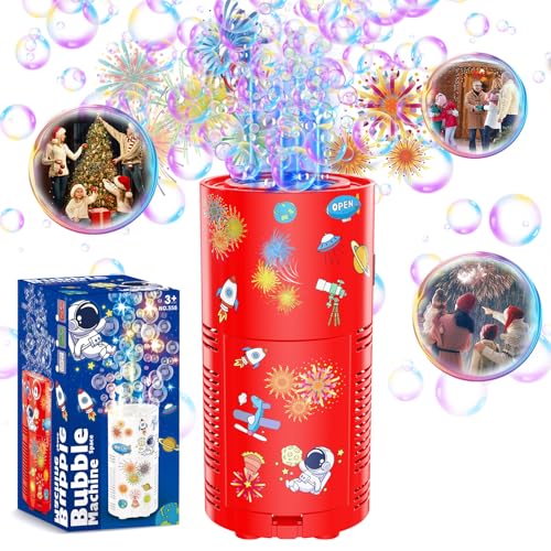 Panacare Feuerwerk Seifenblasenmaschine, Automatische Seifenblasenmaschine mit Seifenblasenlösung/Akku/Musik/Licht, Kinder Geschenk für Neujahr, Weinachten,Party,Hochzeit Bubble Toys for Kids von PANAMALAR