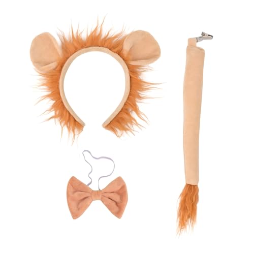 3-teiliges Kostüm-Set, Ohren, Stirnband, Schwanz, Fliege, Tier-Kostüm, Zubehör, Halloween, Cosplay, Requisiten von PANHDK