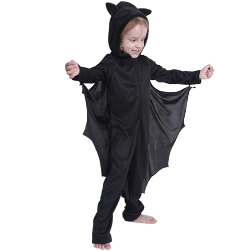 Halloween-Vampir-Fledermaus-Kostüm, Fledermaus-Umhang, Halloween, Fledermaus, Reißverschluss, Hoodie, Overall für Kinder, Herren, Halloween-Party von PANHDK