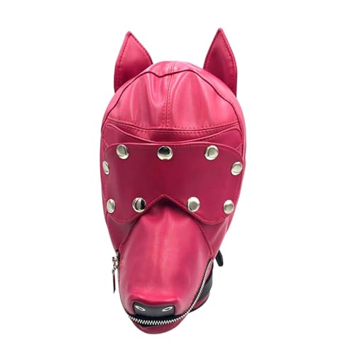 PANHDK Hunde-Kopfschmuck mit Auge, Halloween, Cosplay, Hundemaskerade, Leder, verstellbarer Kordelzug für Männer und Frauen von PANHDK