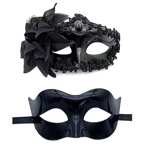 PANHDK Paar Maskerade Set Party Halloween Kostüm Karneval für Paare Damen Herren Spitze von PANHDK