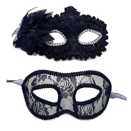 PANHDK Paar Maskerade Set Party Halloween Kostüm Karneval für Paare Damen Herren Spitze von PANHDK