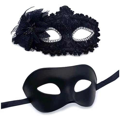 PANHDK Paar Maskerade Set Party Halloween Kostüm Karneval für Paare Damen Herren Spitze von PANHDK