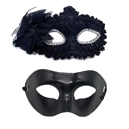 PANHDK Paar Maskerade Set Party Halloween Kostüm Karneval für Paare Damen Herren Spitze von PANHDK