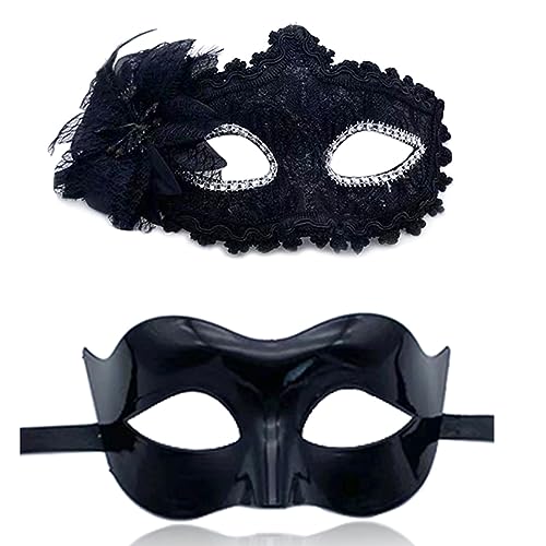 PANHDK Paar Maskerade Set Party Halloween Kostüm Karneval für Paare Damen Herren Spitze von PANHDK