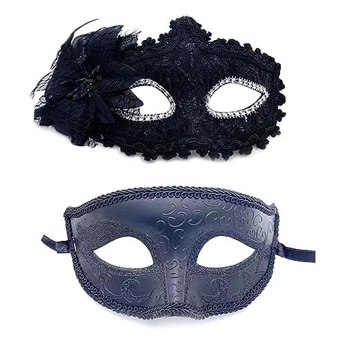 PANHDK Paar Maskerade Set Party Halloween Kostüm Karneval für Paare Damen Herren Spitze von PANHDK