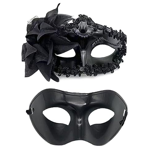 PANHDK Paar Maskerade Set Party Halloween Kostüm Karneval für Paare Damen Herren Spitze von PANHDK