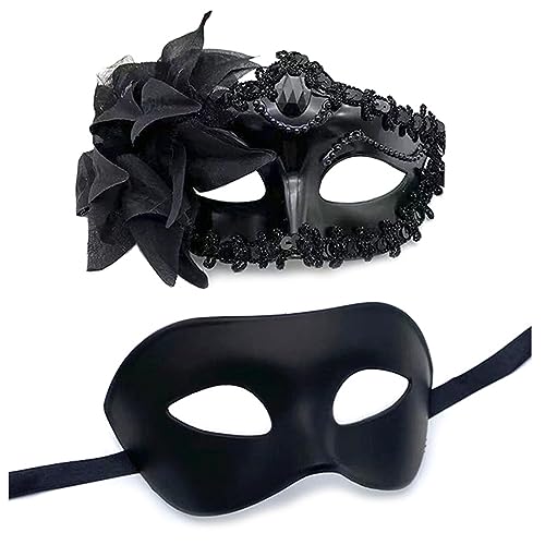 PANHDK Paar Maskerade Set Party Halloween Kostüm Karneval für Paare Damen Herren Spitze von PANHDK