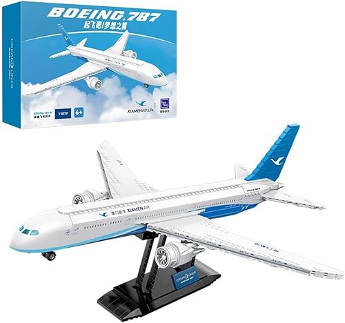 PANTASY Boeing 787 Dreamliner Bausteine-Set - 55cm Großes Flugzeugmodell-Bausatz, Detaillierte Nachbildung, Für Kinder ab 6 Jahren, Abziehbildtechnik, Mit Ausstellungsständer von PANTASY