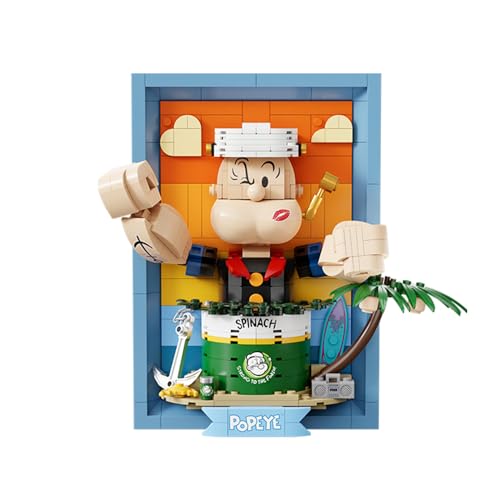 PANTASY Popeye 3D Kunst Bausteine Set Exklusiver Effekt Einzigartige Szenen Baukasten Gelenke Bewegliche Kreative Design Konstruieren, Erstellen, Spielen Bauset für Erwachsene Zuhause und Büro von PANTASY