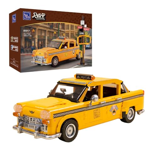 PANTASY Klassisches 1980er-Jahre New Yorker Taxi-Bauset, Retro New Yorker Stadtbausatz mit Taxi, Ampel, beweglichen Elementen – Perfekt für Modellsammler, Baufans und als Geschenkidee von PANTASY