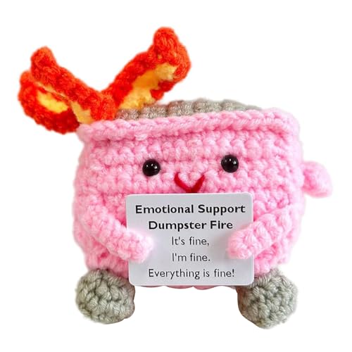 Emotionaler Häkel-Dumpster Feuer Emotionale Unterstützung Dumpster Feuer-Puppe Entzückende Häkel-Dumpster Feuer Strickspielzeug Schreibtisch Dekor Handgemachte Häkelarbeit Gestrickt Dumpster von PAPABA