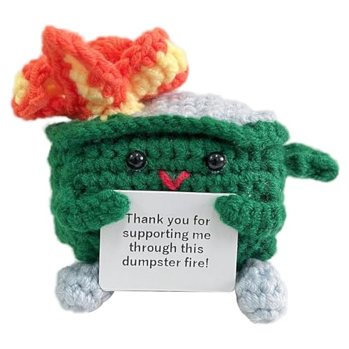 Emotionaler Häkel-Dumpster Feuer Emotionale Unterstützung Dumpster Feuerpuppe Entzückende Häkel-Dumpster Feuer Strickspielzeug Schreibtisch Dekor Handgefertigt Häkeln Gestrickt Dumpster von PAPABA