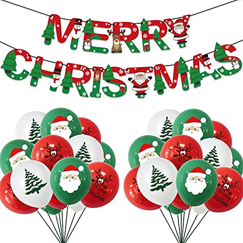 Frohe Weihnachten Ballons Weihnachten Weihnachtsmann Elch Weihnachten Feier Weihnachten Papier Banner Dekorationen für Zuhause Neues Jahr B von PAPAPI