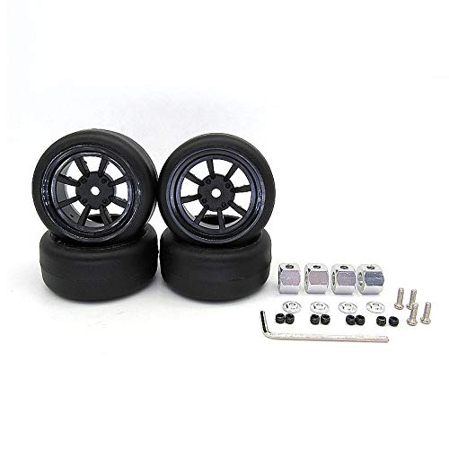 PAPAPI Drift Tire Reifen Rad mit 5 Mm Bis 12 Mm Rad Nabe Sechskant Adapter Upgrade ZubehöR für D12 1/10 RC Truck Auto Teile, A von PAPAPI