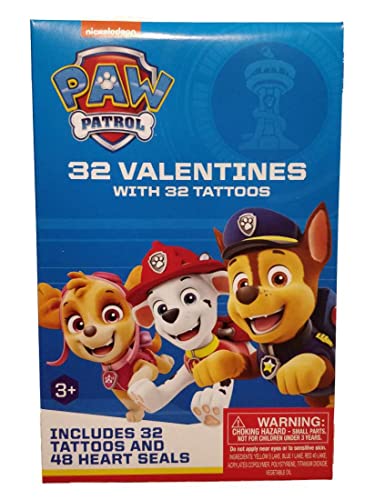 Paw Patrol 32 Valentinskarten mit Tattoos von PAPER MAGIC