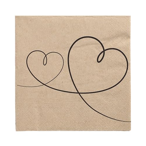 PAPSTAR 200 Servietten, 3-lagig 1/4-Falz 33 cm x 33 cm Natur 'Love' aus recyceltem Papier von PAPSTAR