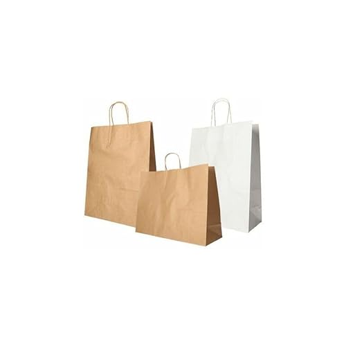 PAPSTAR 25 Tragetaschen, Papier 35 cm x 35 cm x 14 cm braun mit gedrehtem Tragegriff von PAPSTAR