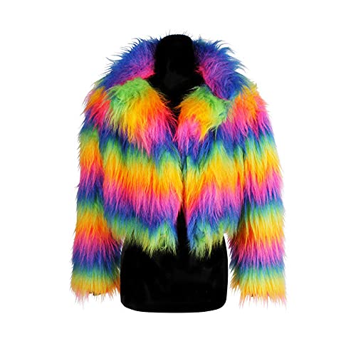 PAPSTAR NEU Damen-Kostüm Pelzjacke Regenbogen, bunt, Gr. XL von PAPSTAR