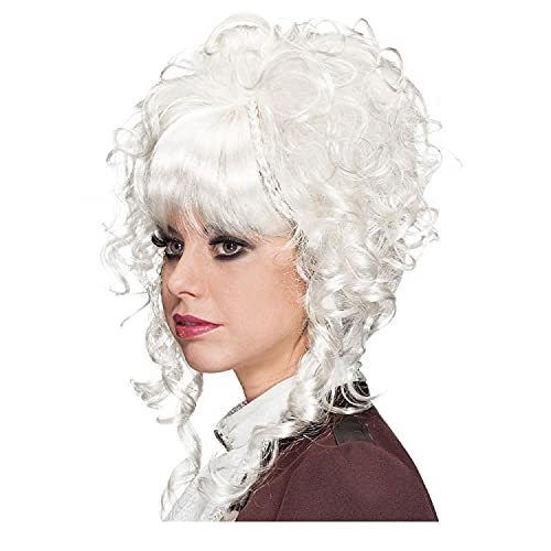 PAPSTAR NEU Perücke Damen Hochsteckfrisur mit Pony, leicht gelockt, Steampunk Barock, Weiss - mit Haarnetz von PAPSTAR