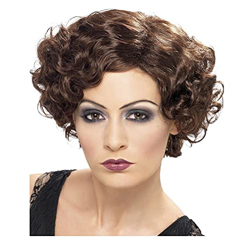 PAPSTAR NEU Perücke Damen Kurzhaar Bob Pagenkopf mit Wasserwelle, Charlston 20er, Flirty Flapper, braun - mit Haarnetz von PAPSTAR