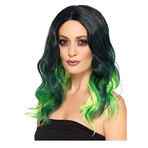 PAPSTAR NEU Perücke Damen Langhaar Clamour Deluxe mit Farbverlauf, STYLEBAR, Schwarz-Grün - mit Haarnetz von PAPSTAR