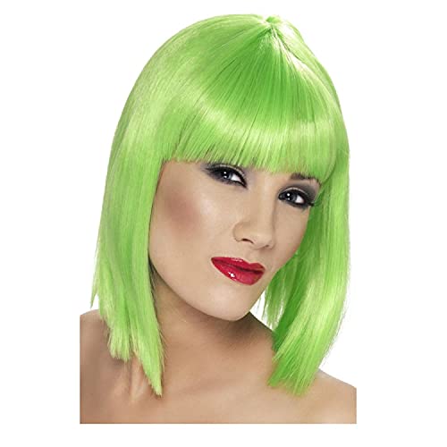 PAPSTAR NEU Perücke Damen Longbob, Pagenkopf mit Pony, Glam, neongrün - mit Haarnetz von PAPSTAR