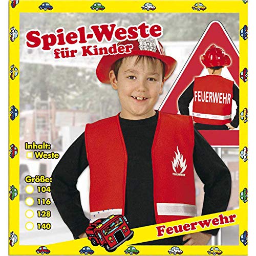 PAPSTAR WOOOOZY Kinder-Weste Feuerwehr, rot, Größe 140 von PAPSTAR