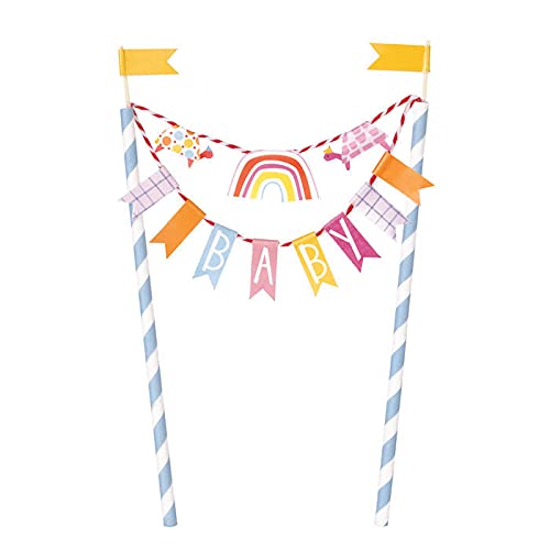 PAPSTAR NEU Tortendeko Wimpelkette/Kuchengirlande Baby zur Baby Shower Party, bunt mit Papierfähnchen von PAPSTAR