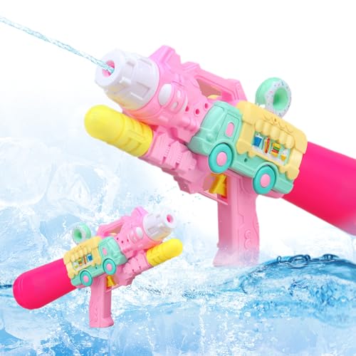 Wasserpistole Kinder Rosa Eiscreme-LKW 750ml Max Reichweite 32ft Spritzpistole Wasser Water Blaster Wasserpistole mit Großer Reichweite Wasserspielzeug Kinder Outdoor von PAPU