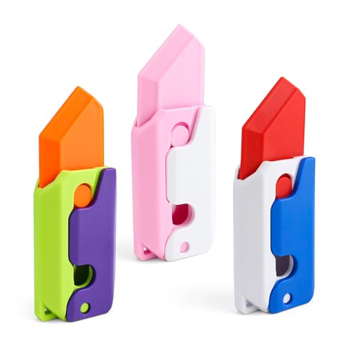 3D Fidget Knife, PARFCO 3 Stück Zappelmesser Spielzeug, Schwerkraftmesser Karottenmesser, Angst Stress Relief Spielzeug, Niedliche Sensorische Spielzeuge für Zuhause, Arbeit, Schule von PARFCO