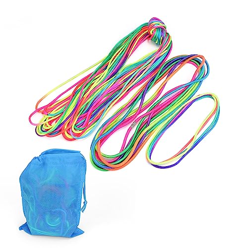 PARFCO Fingertwist, 16 Stücke 160CM Flexibles Fadenspiel, 1 Stücke 500CM Gummitwist Mädchen, Rainbow Fadenspiele Stressabbau Party für Jungen und Mädchen Geschenk von PARFCO