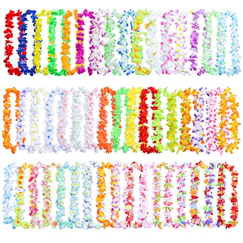 50 Stück hawaiianische Leis-Party-Dekorationen, 50 Stile hawaiianische Leis Bulk Hawaii-Blumen-Halskette für tropische Hawaii-Party-Themen-Strandparty-Zubehör, hawaiianische Nachtbar, Luau, Aloha von PARSUP