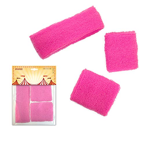 PARTY DISCOUNT ® Schweißbänder mit Stirnband, Frottee, Pink von PARTY DISCOUNT