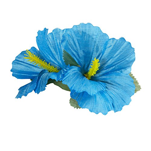 PARTY DISCOUNT Haarspange mit Zwei Hibiskusblüten, hellblau von PARTY DISCOUNT