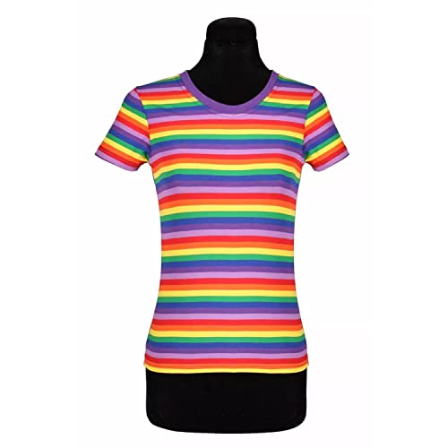 PARTY DISCOUNT NEU Damen-Kostüm Ringelshirt Kurzarm, Regenbogenfarben, bunt, Größe: S von PARTY DISCOUNT