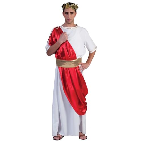 PARTY DISCOUNT NEU Herren-Kostüm Cäsar, rot-weiße Toga mit Schärpe und Gürtel, Gr. 56-58 von PARTY DISCOUNT