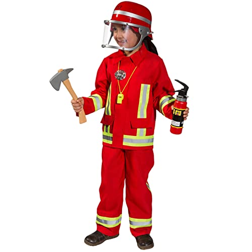 PARTY DISCOUNT NEU Kinder-Kostüm Feuerwehr, zweiteiliges Feuerwehrkostüm, rot, Gr. 104 von PARTY DISCOUNT