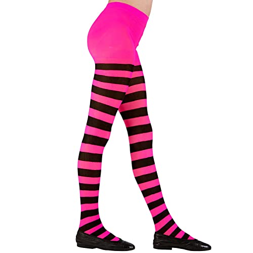 PARTY DISCOUNT NEU Kinderstrumpfhose, Pink-Schwarz-Gestreift, 70 DEN, Größe: 7-10 Jahre von PARTY DISCOUNT