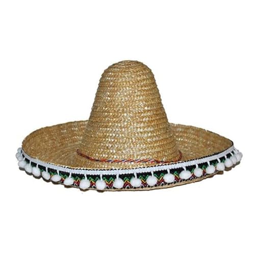 PARTY DISCOUNT NEU Mexikanischer Hut/Sombrero mit Bommeln, Durchmesser 60 cm, Natur von PARTY DISCOUNT