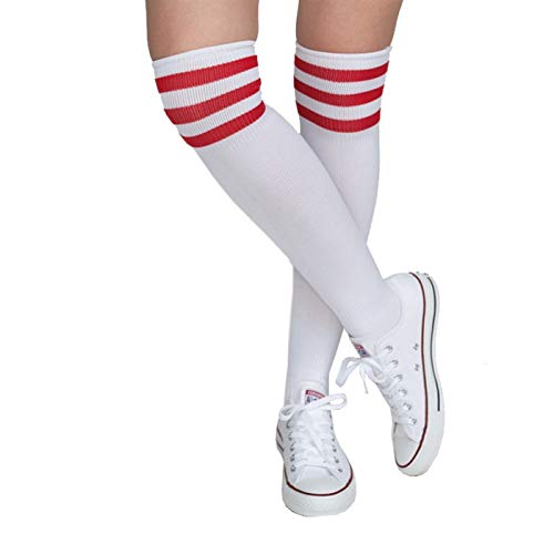 PARTY DISCOUNT NEU Socken Fussball, weiß mit roten Streifen von PARTY DISCOUNT